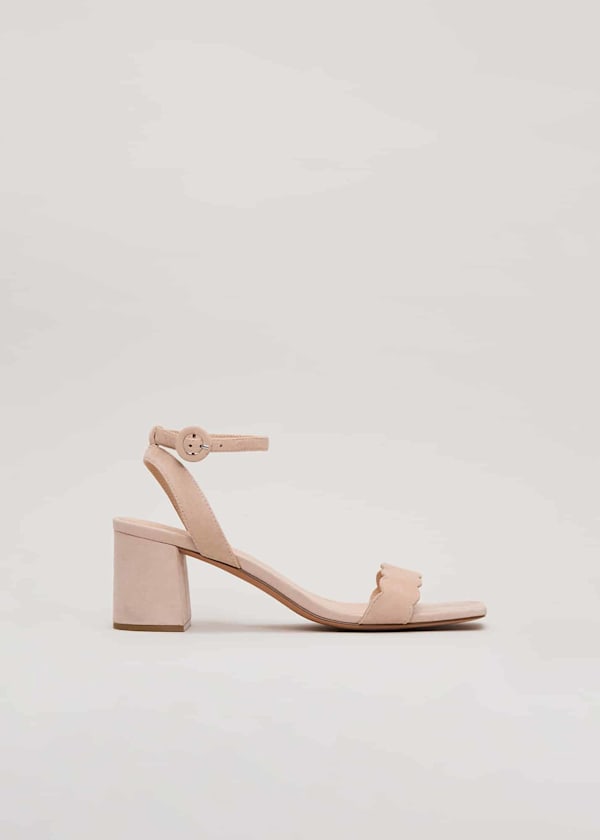 Suede Scallop Block Heel
