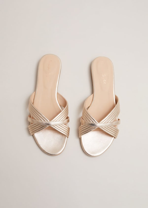 Leather Flat Slider Sandal