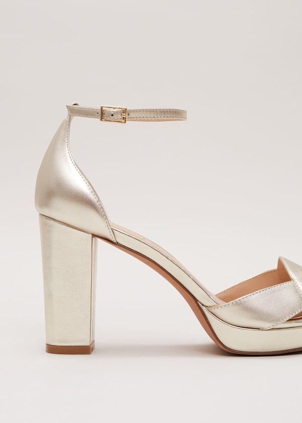 Leather Crossover Platform Sandal