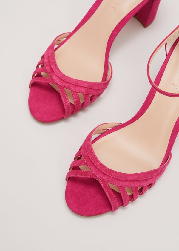 Suede Lattice Block Heel