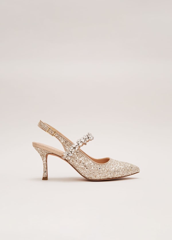 Glitter Embellished Pointed Slingback