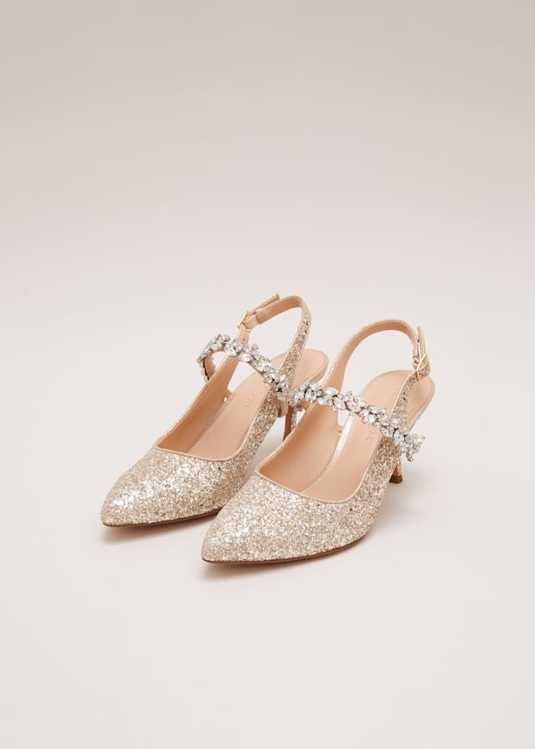 Glitter Embellished Pointed Slingback