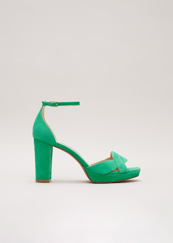 Suede Crossover Platform Sandal