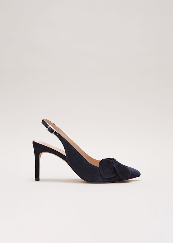 Suede Pointed Bow Slingback