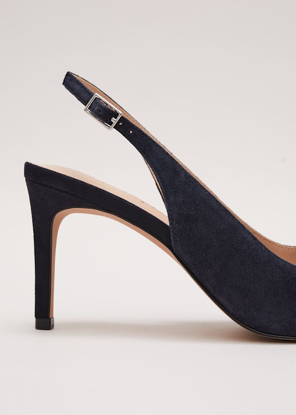 Suede Pointed Bow Slingback