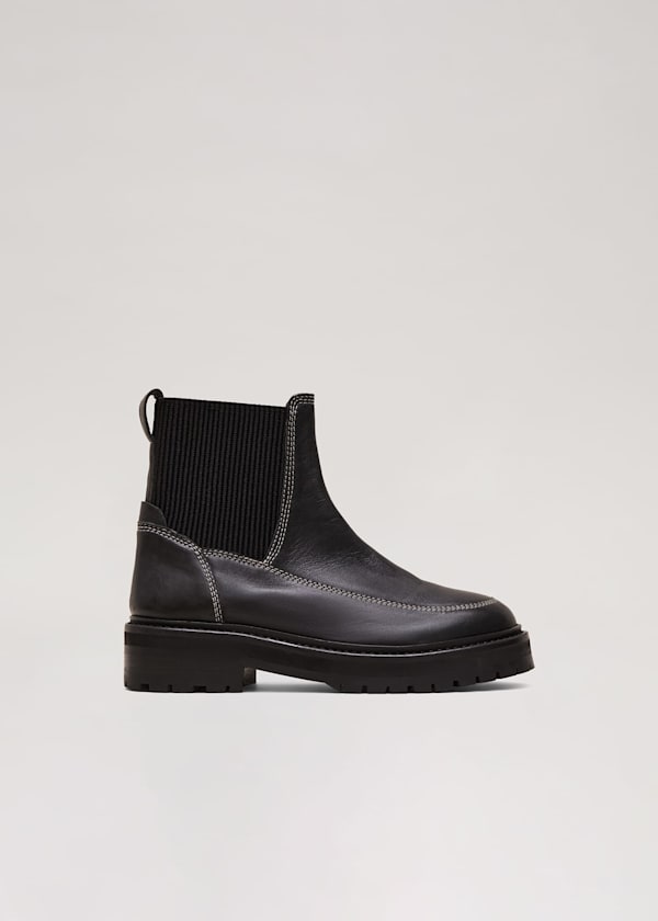 Black Feature Stitch Chunky Chelsea Boot