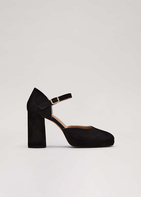 Black Suede Closed Toe Platform