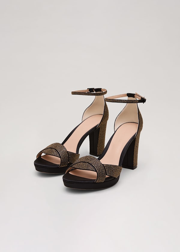 Embellished Crossover Platform Sandal