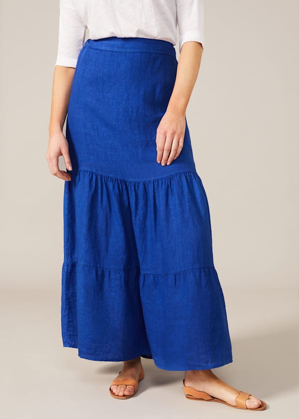 Arvinder Linen Tiered Maxi Skirt