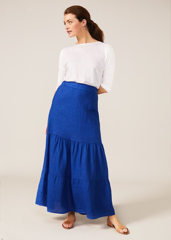 Arvinder Linen Tiered Maxi Skirt