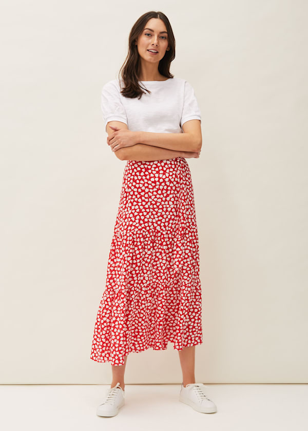 Tana Leaf Print Maxi Skirt