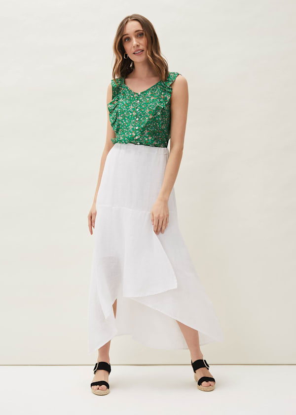 Phoebe Faux Wrap Linen Skirt