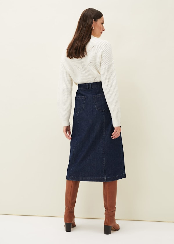 Jessa Denim Midi Pencil Skirt