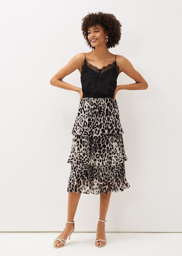 Chelsie Leopard Tiered Skirt