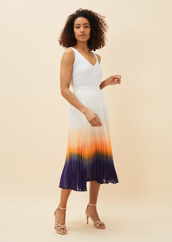 Raya Pleated Dip Dye Skirt