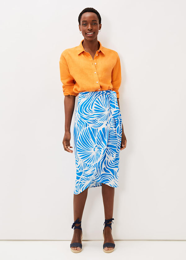 Dorothy Shell Print Wrap Skirt