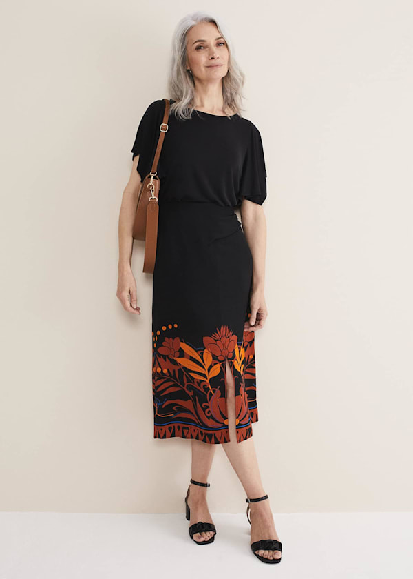 Bellita Placement Print Midi Skirt