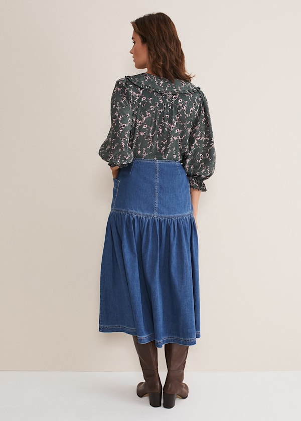 Elodie Tiered Denim Skirt