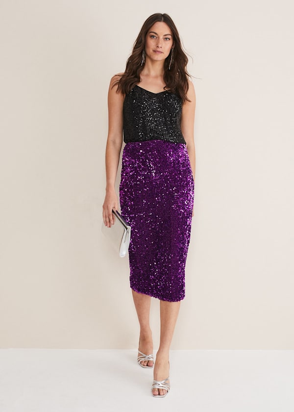 Elvira Sequin Midi Skirt