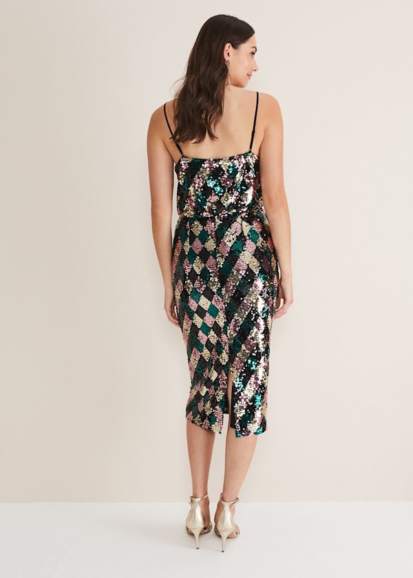 Mari Diamond Sequin Midi Skirt Co-Ord