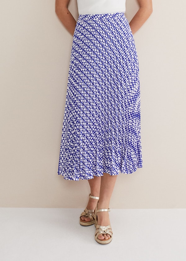 Elmina Geo Pleated Midi Skirt