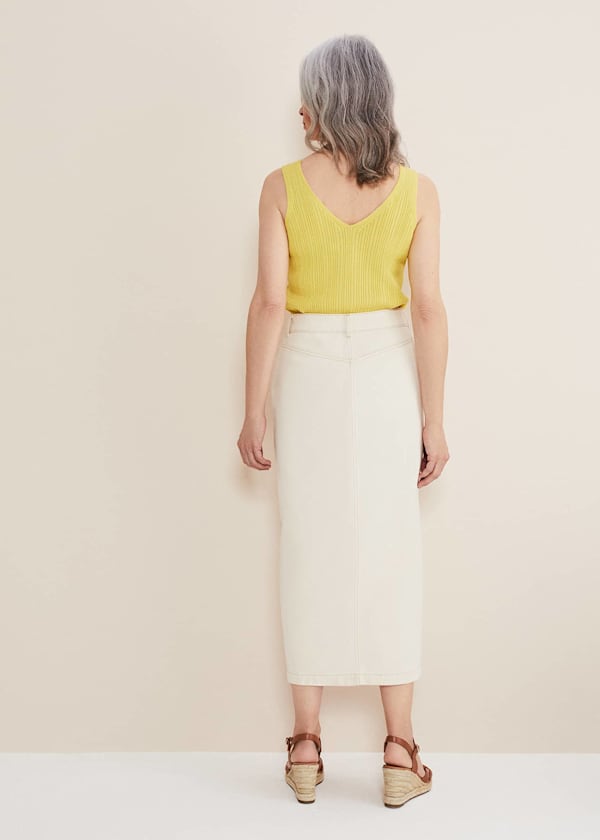 Leilani Denim Spilt Front Midi Skirt