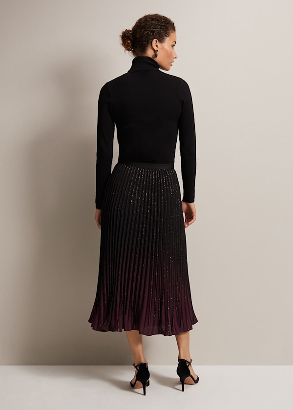 Estella Ombre Pleated Midi Skirt