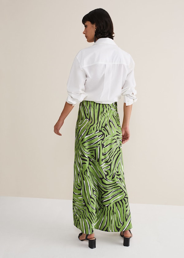Norabel Zebra Print Satin Skirt