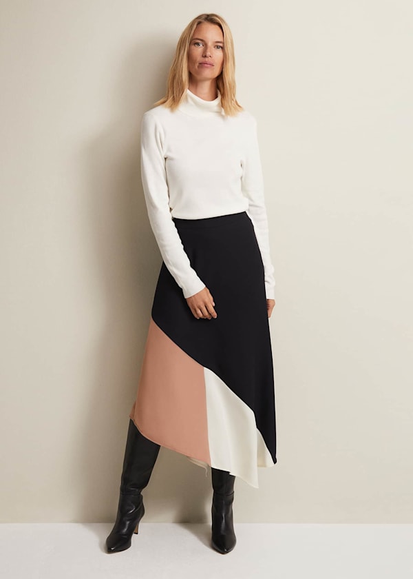 Zelaina Asymmetric Midi Skirt