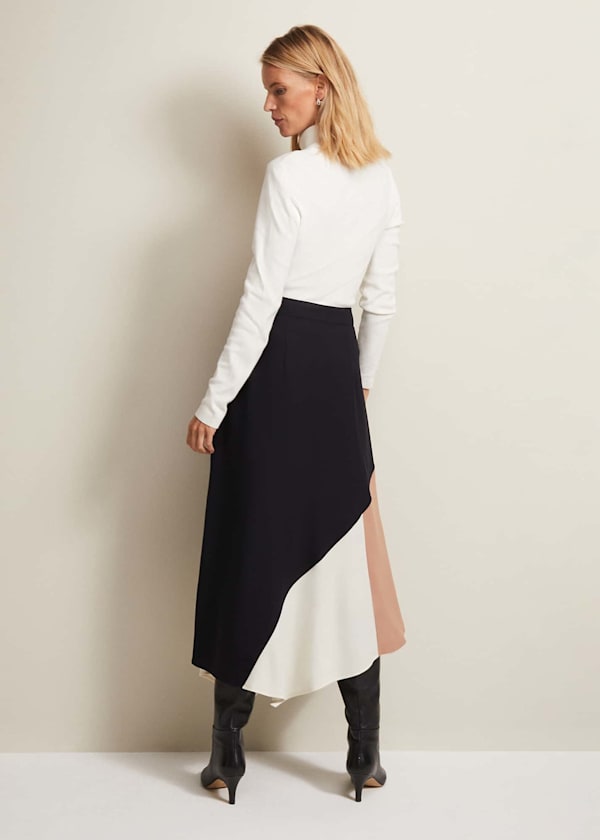 Zelaina Asymmetric Midi Skirt