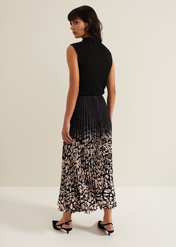 Elmina Abstract Print Pleated Skirt