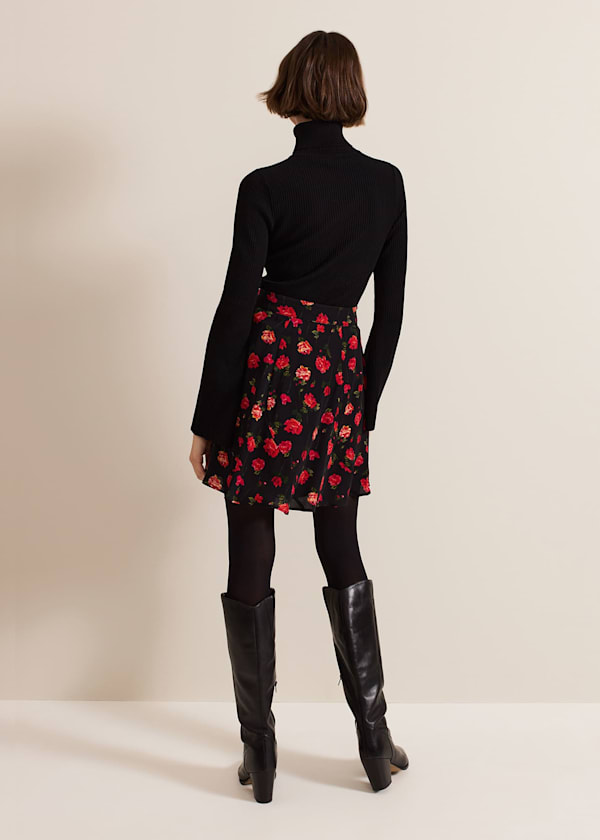 Ilaria Rose Print Flippy Skirt