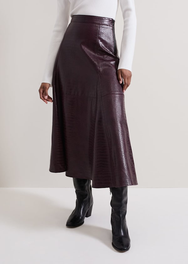 Carla Croc Pu Midi Skirt