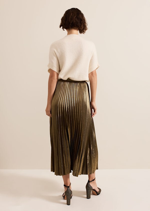 Dhalia Gold Foil Pleated Skirt