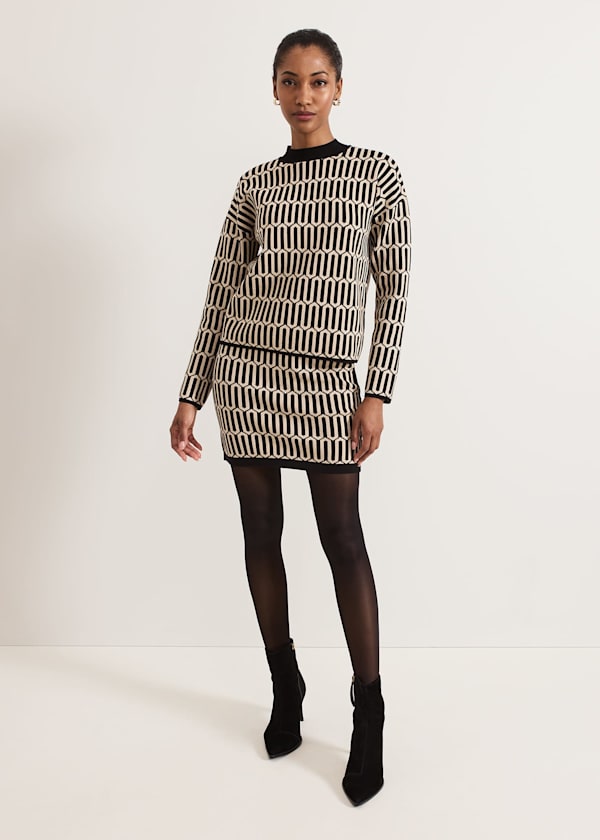 Tanya Shimmer Geo Mini Skirt
