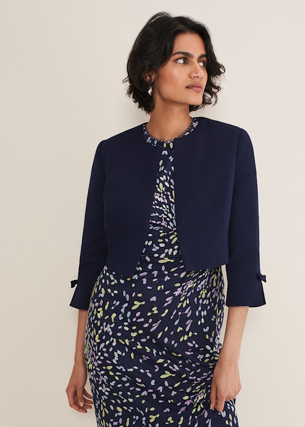 Womens navy jacket for wedding best sale
