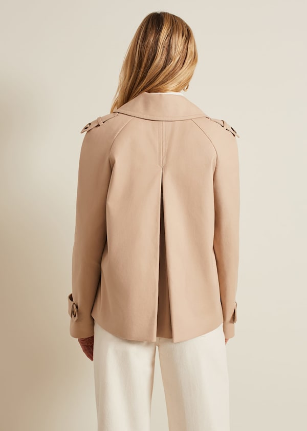 Lola Camel Cropped Trench Jacket