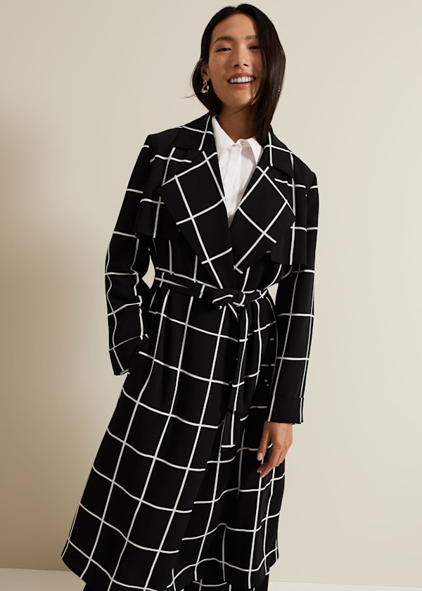 Aspen Check Drape Trench