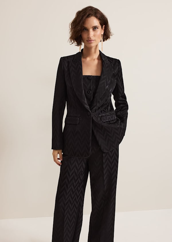 Adalynn Fitted Jacquard Suit Jacket
