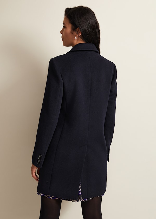 Lydia Navy Wool Smart Coat