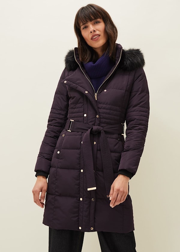 Leonor Tie Belt Midi Puffer Coat