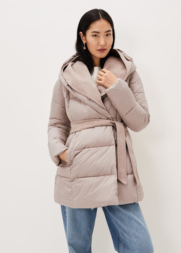 Brae Belted Puffer Knit Coat