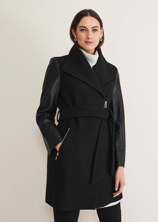 Tori Wool Contrast Sleeve Coat