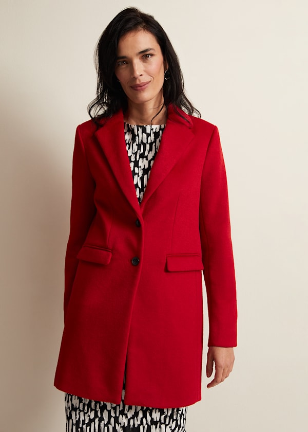 Lydia Red Wool Smart Coat