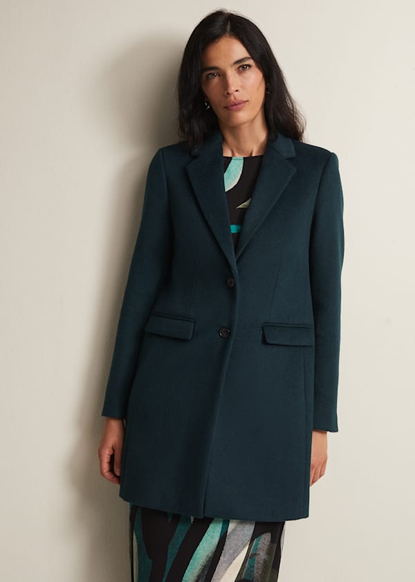 Lydia Forest Green Wool Smart Coat