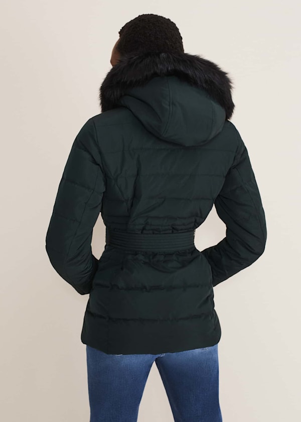 Leonor Tie Belted Short Puffer