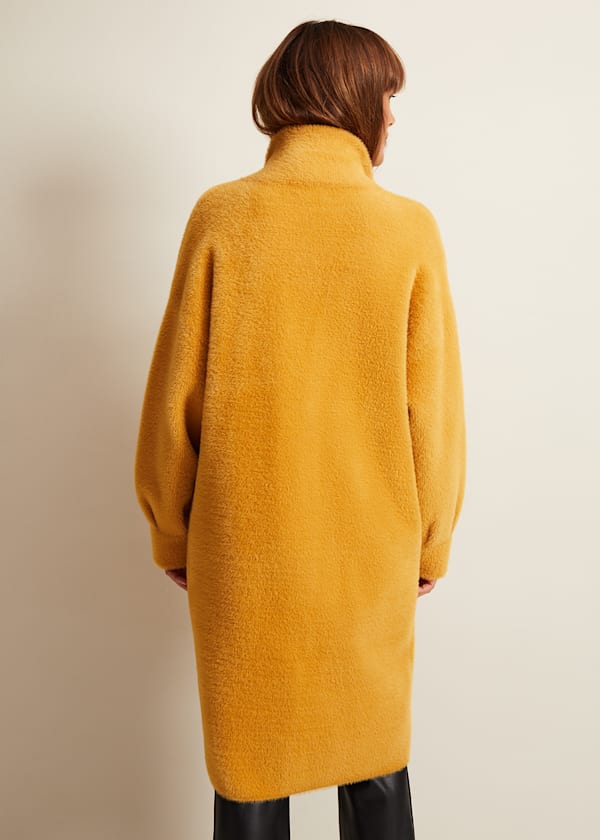 Maddie Balloon Sleeve Fluffy Knit Coat