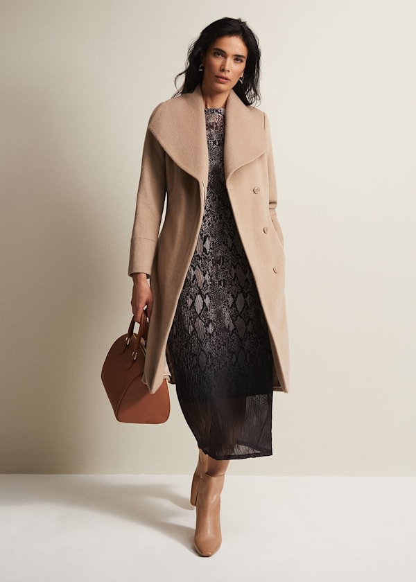 Nicci Camel Wool Belted Coat