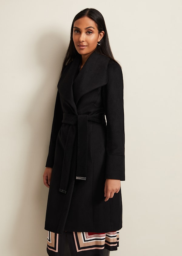 Petite Nicci Black Wool Smart Coat