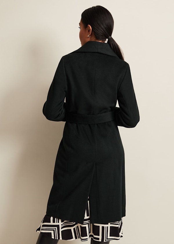 Petite Nicci Dark Green Wool Smart Coat
